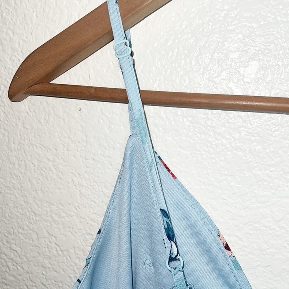 Charlotte Russe Blue Floral Bow Tank Top Keyhole Front Summer Mini Dress - Picture 9 of 9